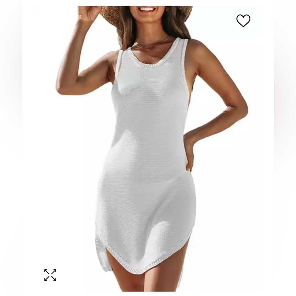 CUPSHE Women's White Curved Hem Mini Cover-Up Size Medium